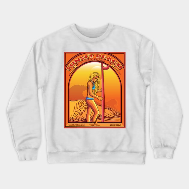 SUNSET BEACH NORTH SHORE OAHU HAWAII SURFING Crewneck Sweatshirt by Larry Butterworth